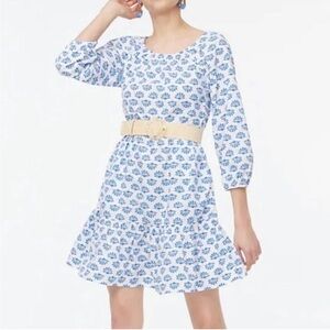 J. Crew Women’s Scoopneck Mini Dress in White Sail Blue Size 6